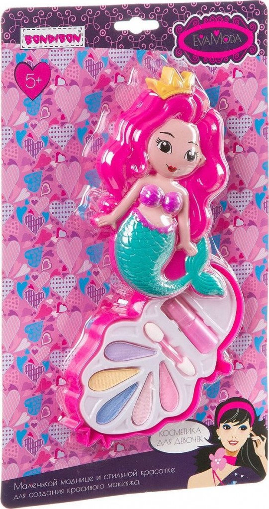 Набор детской декор. косметики Bondibon Eva Moda, CRD 30*18*3,2 см; косметичка-русалочка, тени для в