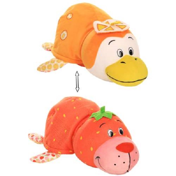 1TOY Вывернушка Ням-Ням 2-в-1 40 см., плюш. Морской котик с ароматом клубники-Пингвинчик с ароматом 