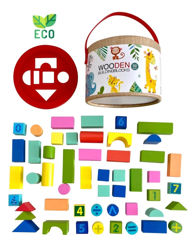Конструктор блочный деревянный «Building Blocks» (50 деталей)