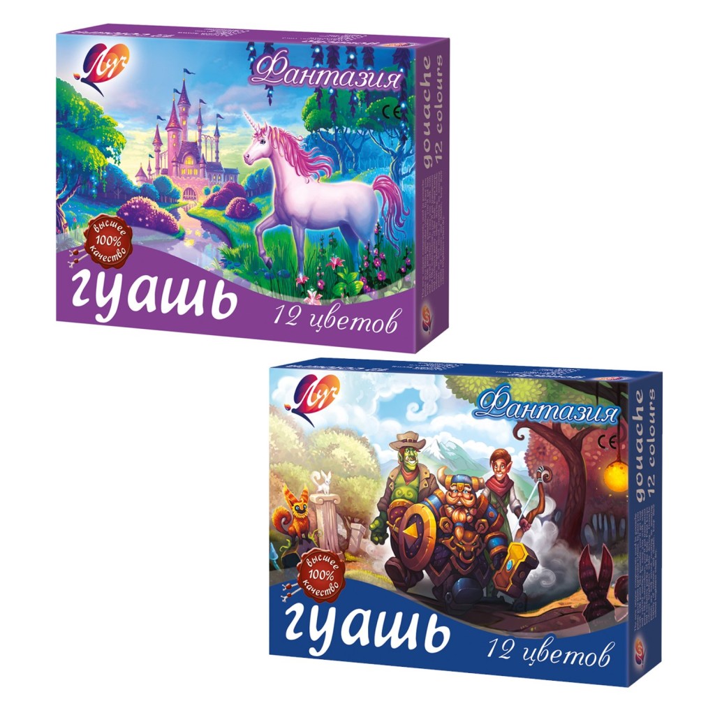 Гуашь 12 цветов по 15мл Фантазия Луч 25С 1529-08\12