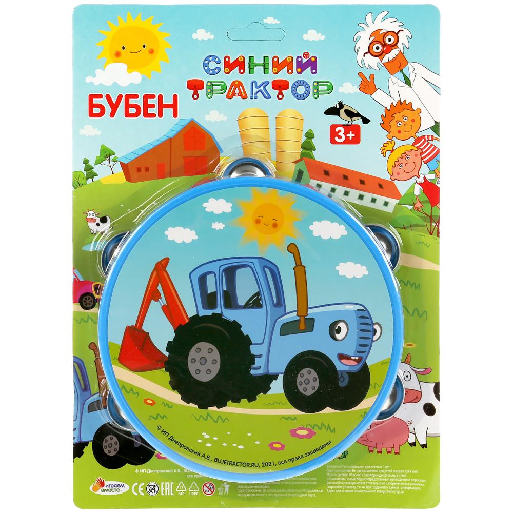 Бубен "Синий трактор" на блистере ТМ "ИГРАЕМ ВМЕСТЕ" 
