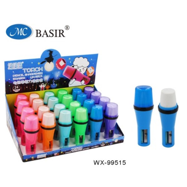 Точилка BASIR "МИКРОФОН" +ластик, пластиковая, с крышечкой для ластика, 8,5 см (99515)