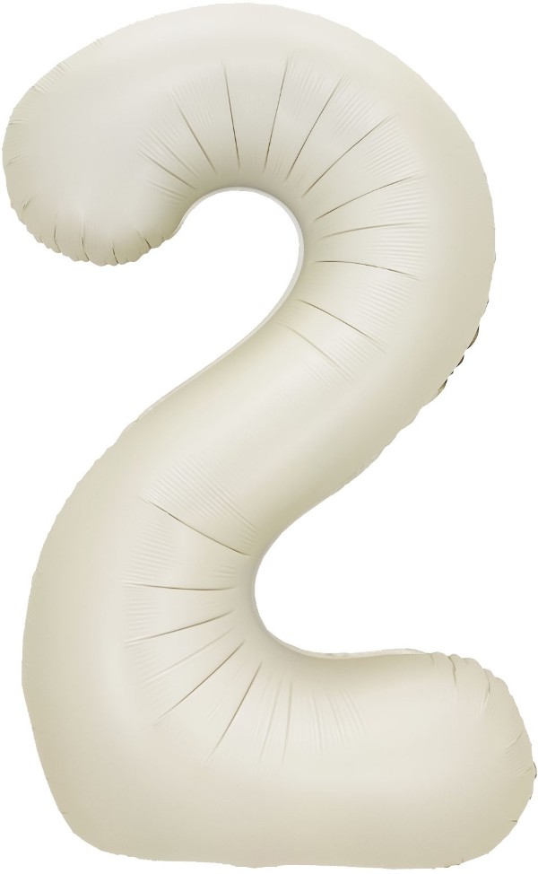 Шар (32''/81 см) Цифра, 2, Кремовый, Сатин, 1 шт. в уп.