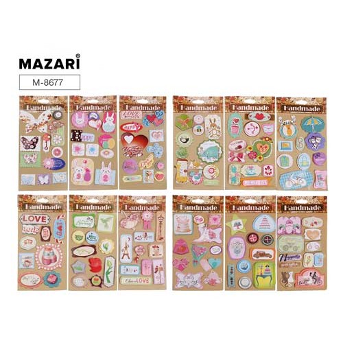 Наклейки декоративные MAZARI 3D, 12,5 х 25 см, 12 дизайнов	 (M-8677)