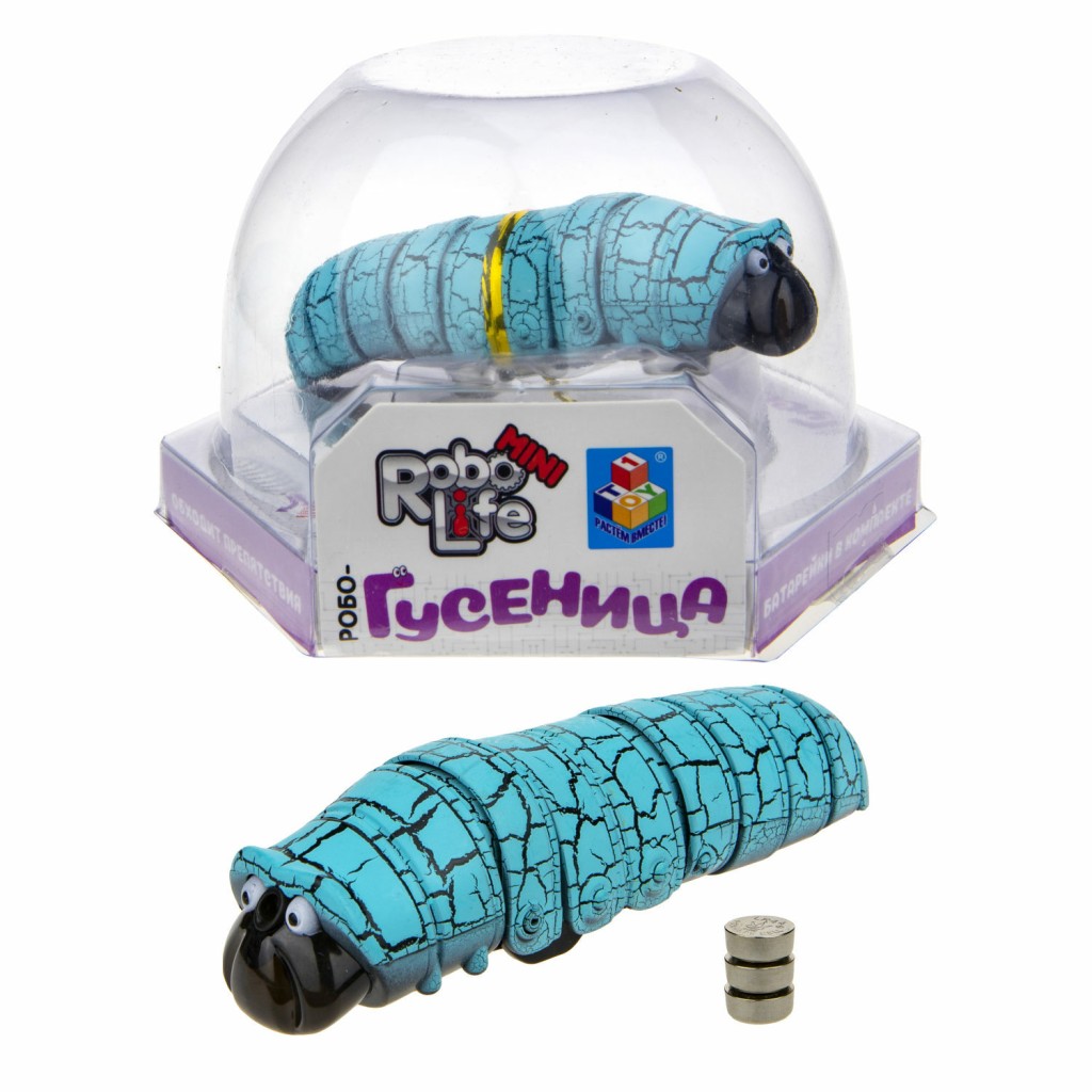 1TOY Игрушка Робо-Гусеница (голубая) (3хAG13 входят в компл), упаковка 13,5*12*9 