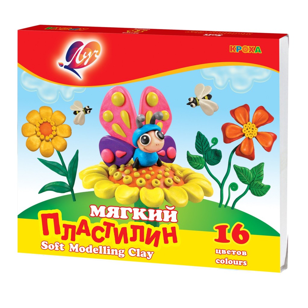 Пластилин ЛУЧ "Кроха", мягкий, 16цв., 264г, со стеком, к/к (40) (28С 1646-08)