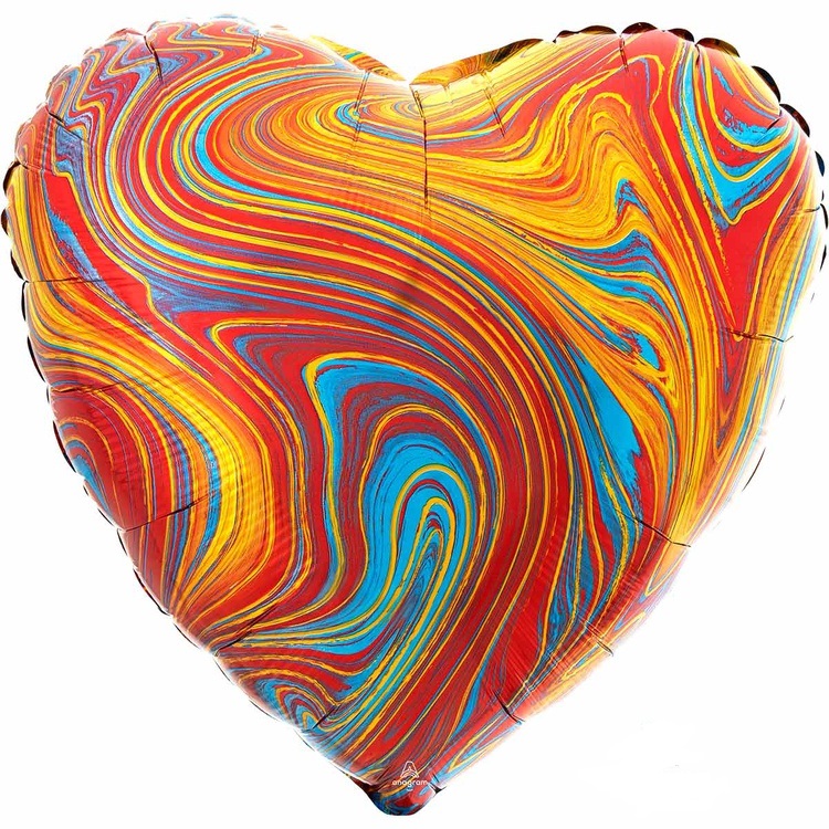 А Б/РИС СЕРДЦЕ 18" Мрамор Colorful