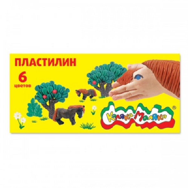 Пластилин КАЛЯКА-МАЛЯКА, 6 цв., 90,00 г, стек (30) (ПКМ06) (049078)