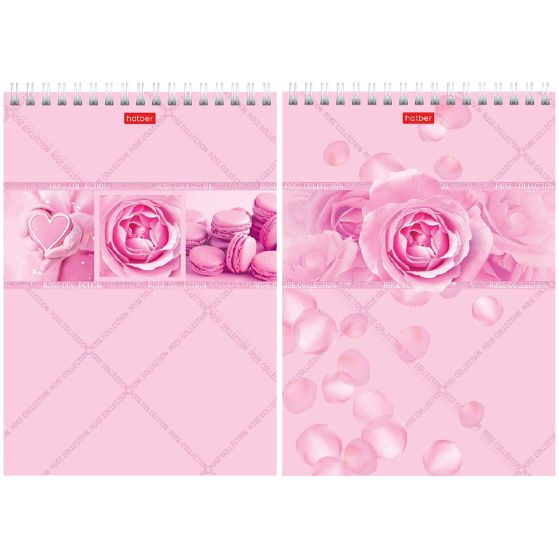 Блокнот ХАТБЕР "ROSE" А5 96 л., клетка, тонир.розовый, гребень (071137)