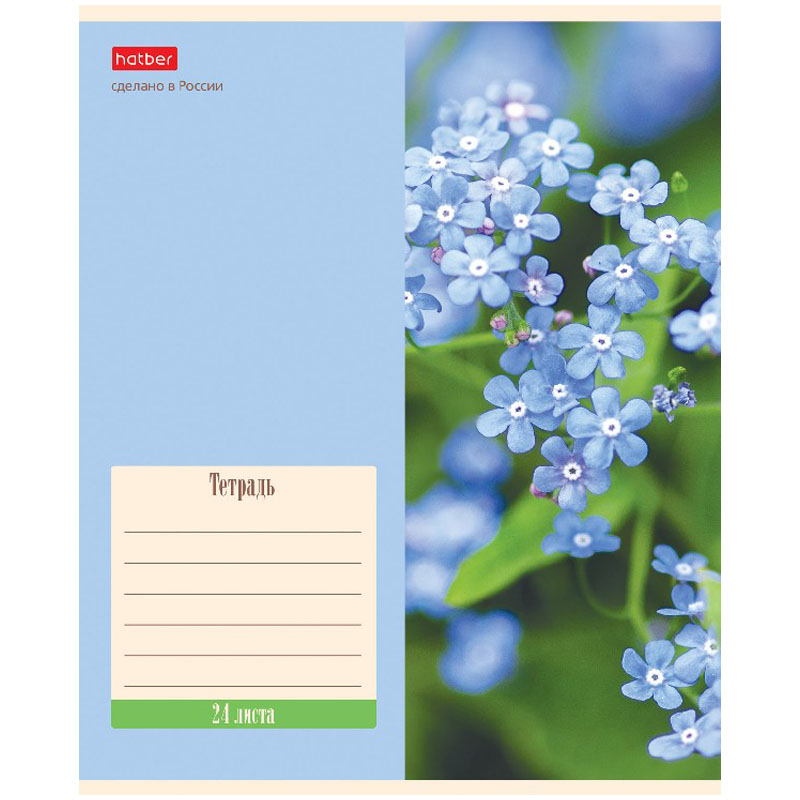 Тетрадь А5 24 л. линия ХАТБЕР "FLOWERS", скоба (24Т5В2) (074946)