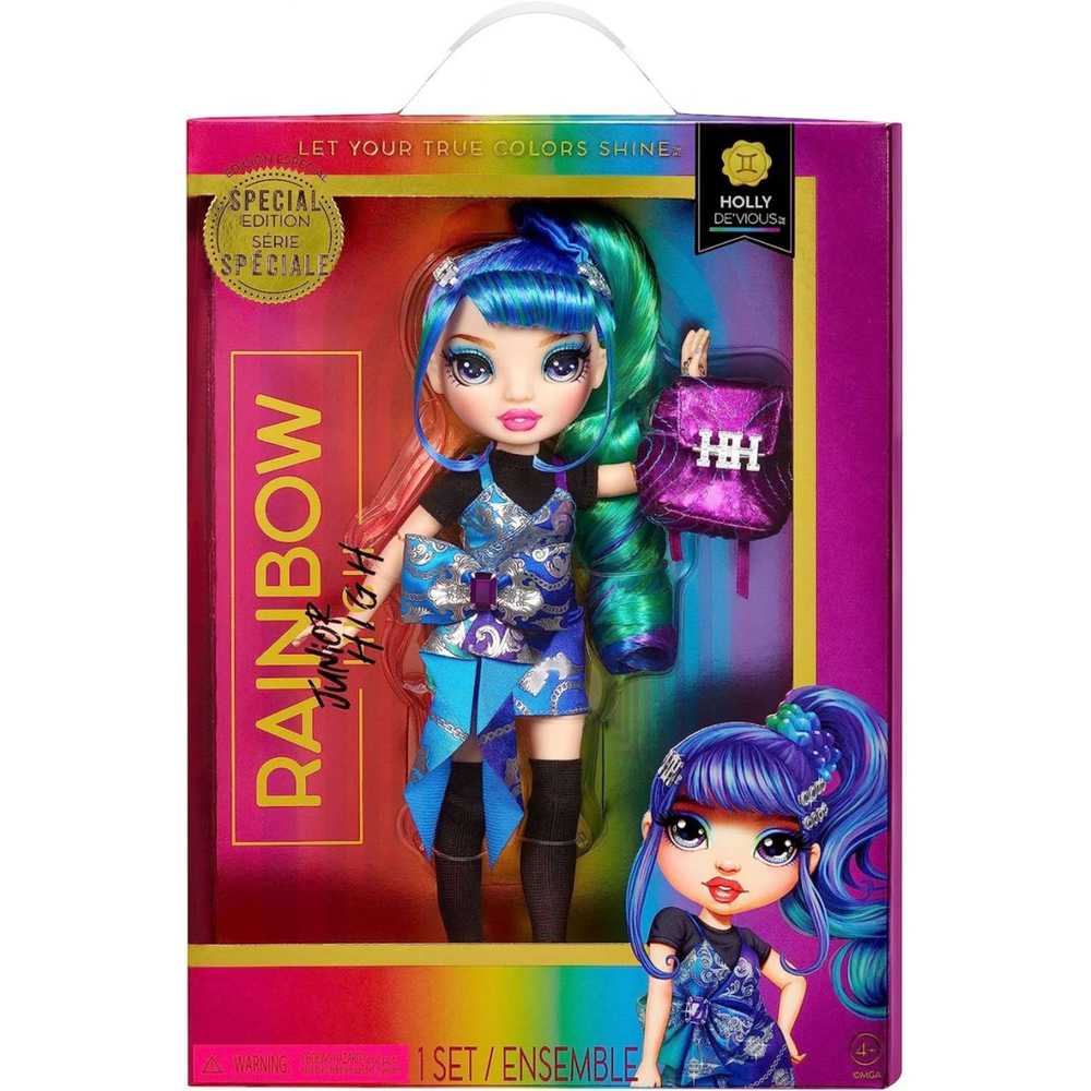 Рейнбоу Хай Кукла Junior Холли де Виус 24 см синяя с акс. RAINBOW HIGH