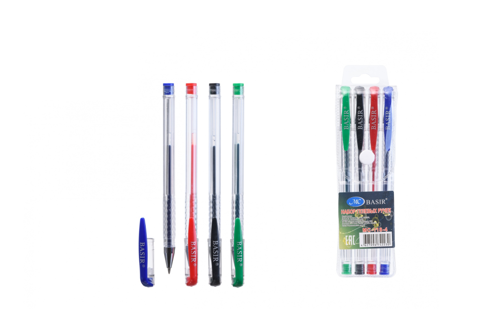 Набор гелевых ручек BASIR, пластик, 4 цв (МС-118-4)
