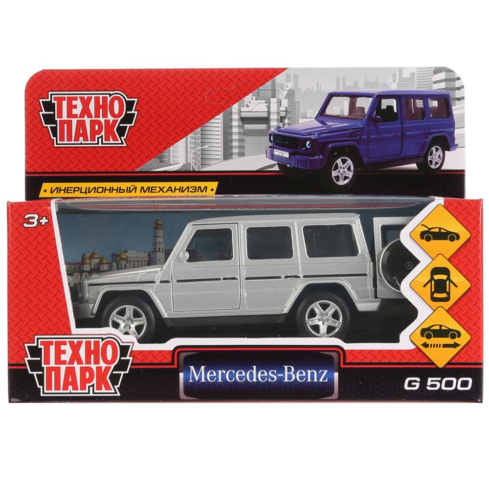 Машина металл MERCEDES-BENZ G-CLASS 12 см, двери, багаж, серебристый, кор. Технопарк в кор.2*36шт