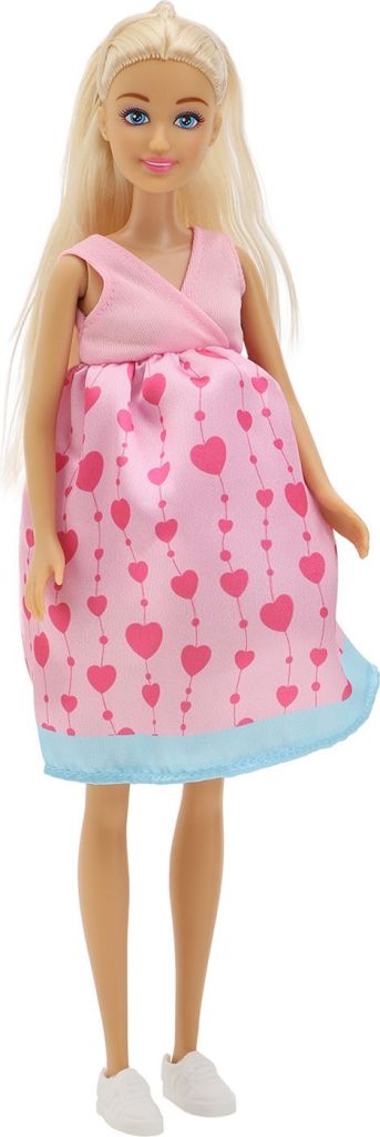 Кукла Анлили беременная, с младенцем, в розовом платье, в коробке