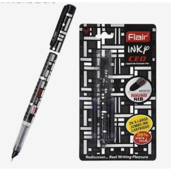 Ручка перьевая FLAIR INKY CEO пластик 0,7мм, синяя с 2 капсулами.блистер (F-1179/син.BL)
