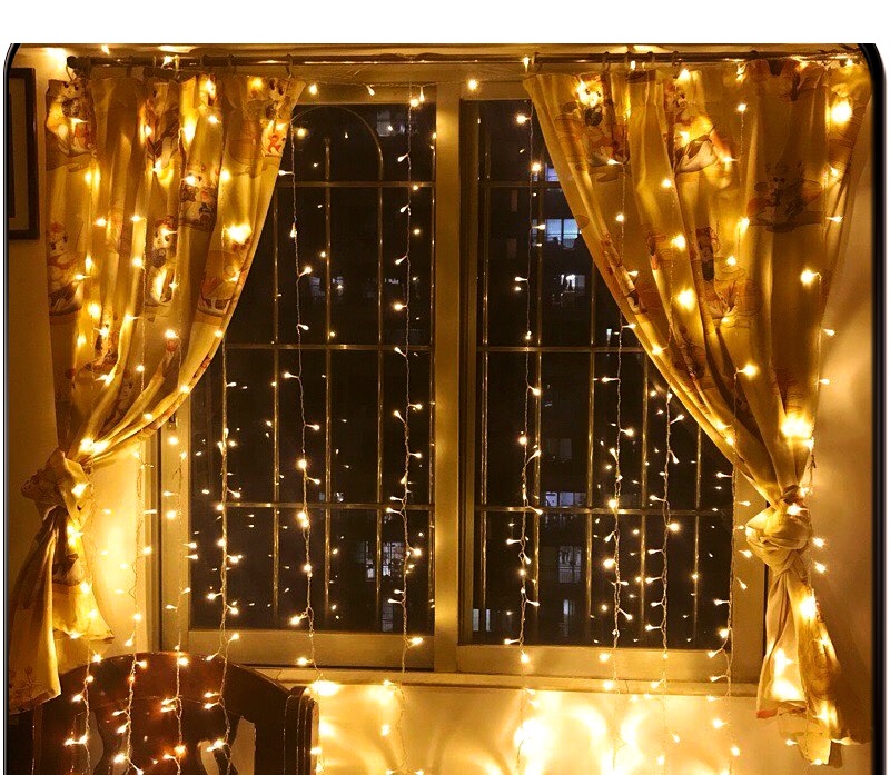 Гирлянда штора 1,5*1,5 (жёл.цвет)