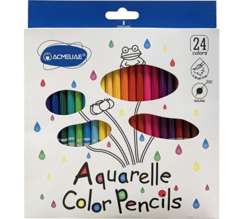 Набор акварельных цветных карандашей ACMELIAE 24цв.+кисточка, (9401-24)