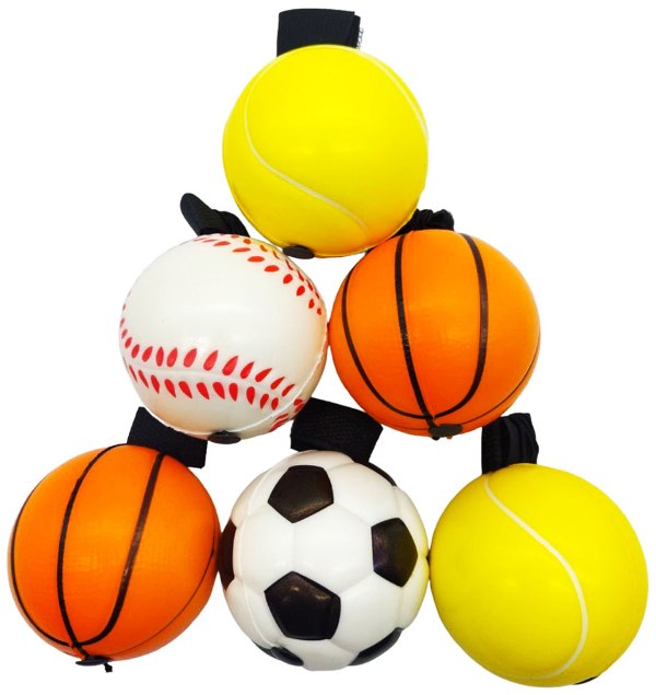 Мяч мягкий на резинке, микс, 