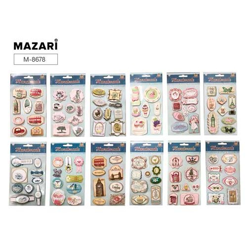 Наклейки декоративные MAZARI 3D, 11 х 22 см, 12 дизайнов (M-8678)