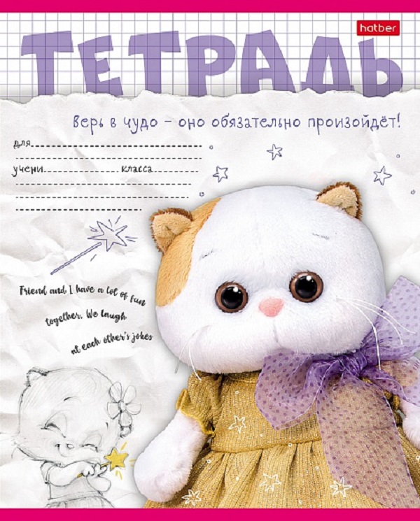 Тетрадь А5 18 л. клетка ХАТБЕР "КОШЕЧКА ЛИЛИ ", скоба,  5 диз. в блоке , (18Т5В1) (068821)
