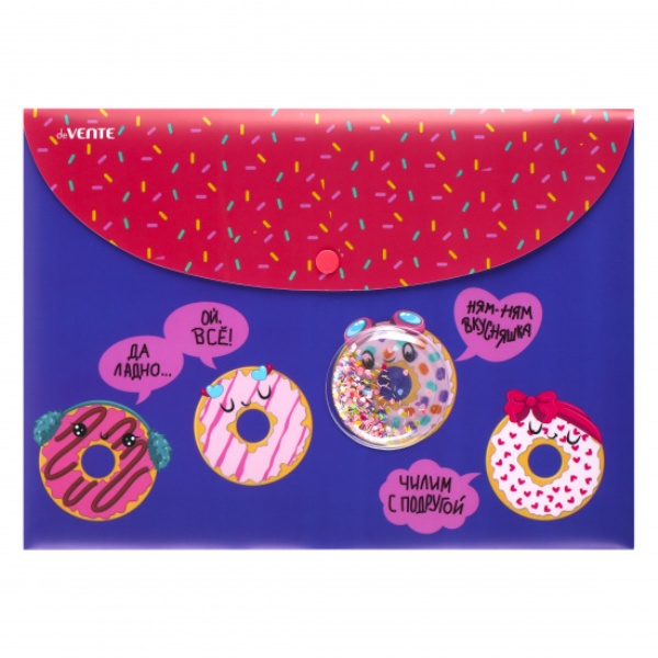 Папка-конверт на кнопке "deVENTE. Donuts" A4 (320x230 мм) 300 мкм, декоративный (3079263)
