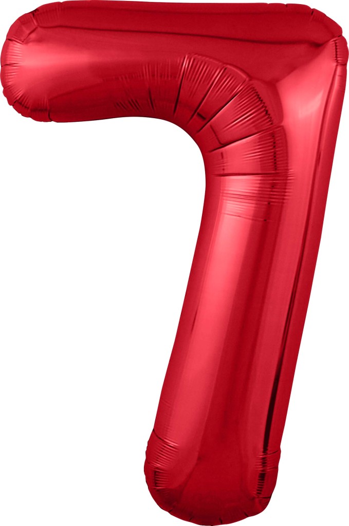 Шар (40''/102 см) Цифра, 7 Slim, Красный, 1 шт. в упак.