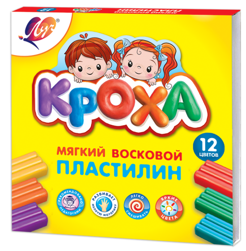 Пластилин 12цв 200гр мягкий Кроха Луч к/к 23С 1484-08/20