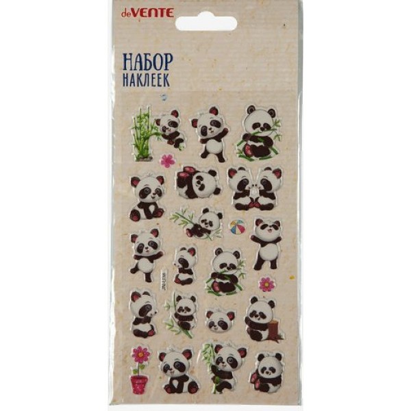 Наклейки объемные с блеском deVENTE "PANDA", 16*9 см (8002131)
