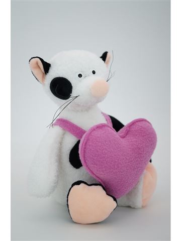 Мягкая игрушка Котик Барсик, 20/28 см, с шариками для мелкой моторики, сердце флис розовый, 0974120-
