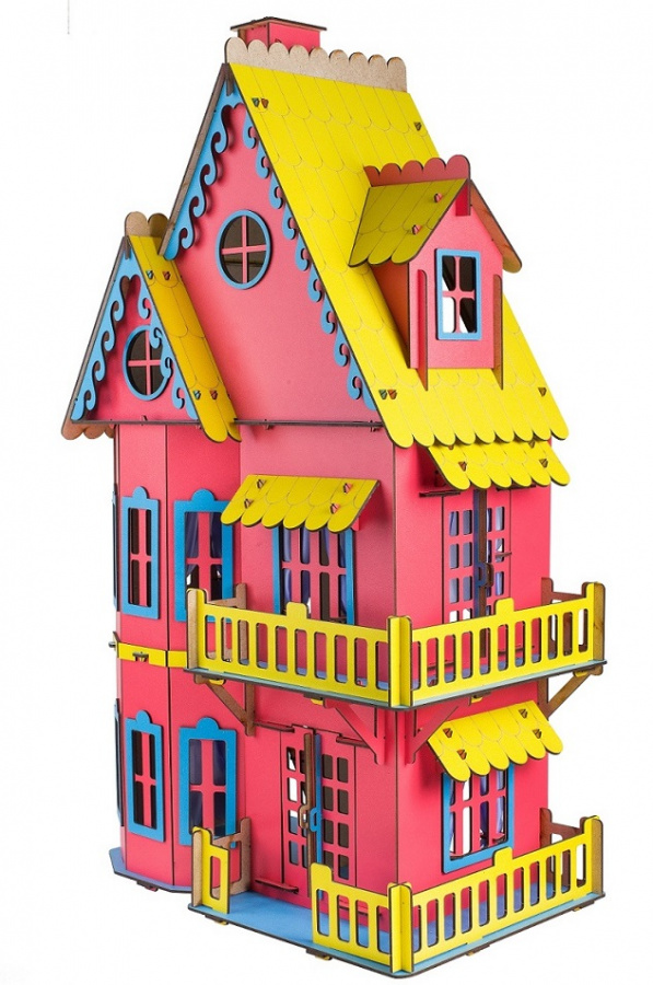 Кукольный домик Д-009 Волшебный 3D-город (76 см) розовый
