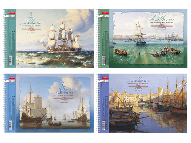 Альбом для рисования ХАТБЕР А4 48 листов "МОРСКАЯ РЕГАТА" спираль (074789)
