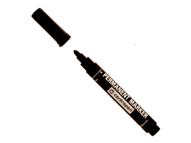 Маркер перманентный CENTROPEN "PERMANENT", 2,50мм, черный, круглый (10/1000) (8566/1 чер.)