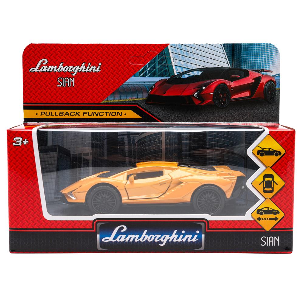 Машина металл lamborghini sian 12см, инерц, двери Технопарк в кор.2*120шт