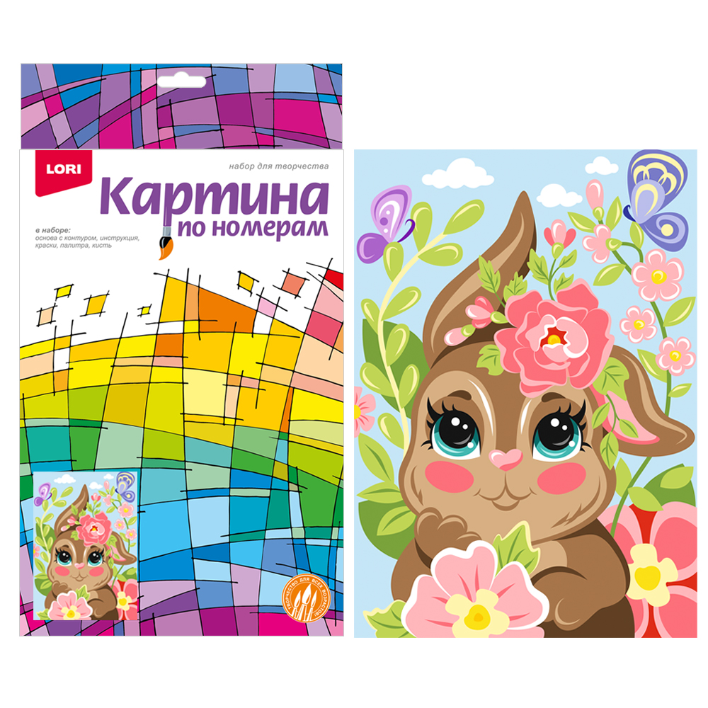 Ркн-061 Картина по номерам для малышей "Весенний зайчик"