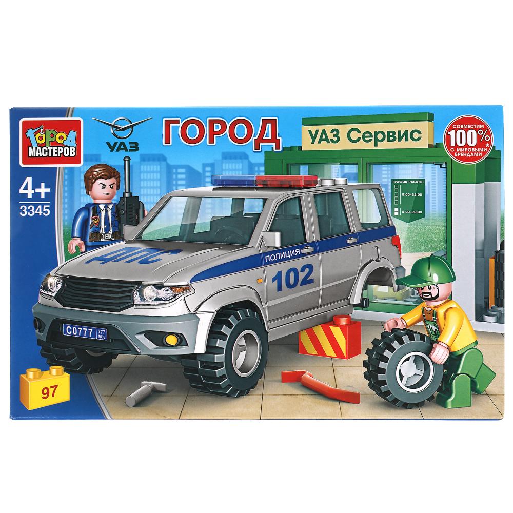 Конструктор uaz patriot ПОЛИЦИЯ в автосервисе, 97 дет. Город мастеров в кор.36шт