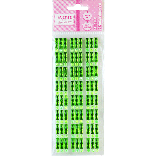 Стразы-наклейки deVENTE "КРИСТАЛЬНЫЕ УЗОРЫ", карточка 6,8х17см, зеленые (8004052)