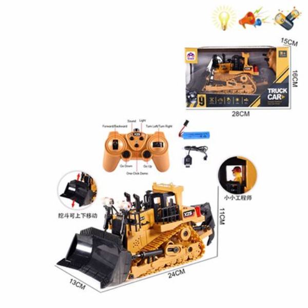 Р/У машина "Бульдозер", свет/звук, аккумулятор, 5 канальный пульт