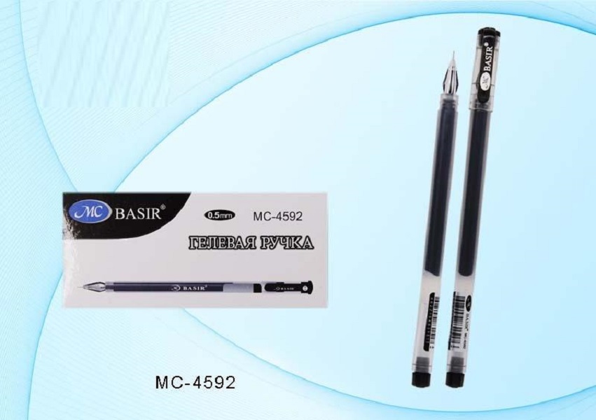 Ручка гелевая BASIR одноразовая, 0,5 мм, синяя (12/1152) (МС-4592/син.)