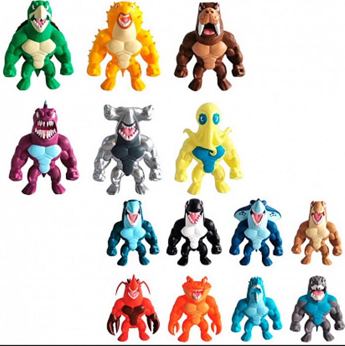 1toy MONSTER FLEX AQUA , тянущиеся фигурки 14см, 14 видов в ассортименте 