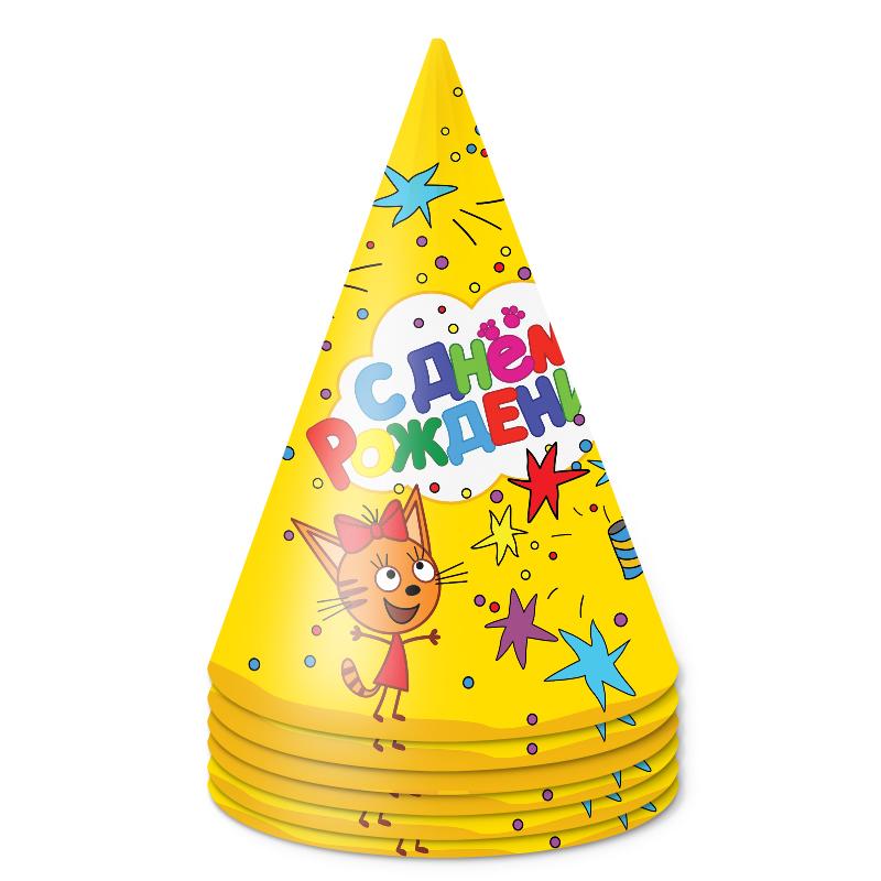 Колпаки Коты, Желтый, 6шт