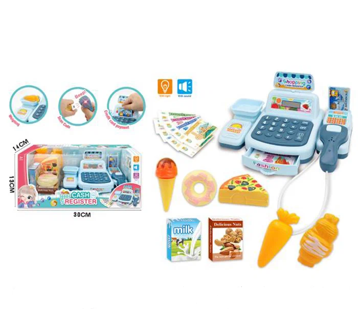 Набор "Супермаркет" в комплекте: касса, весы, сканер, терминал, продукты, деньги, свет. и звук. эффе