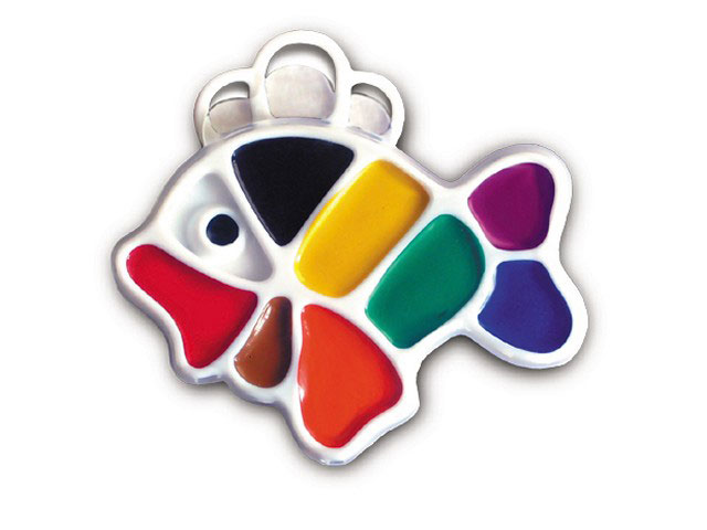 Краски 9цв аквар мед фигур б/кист пласт Рыбка Луч 12С 828-08/48